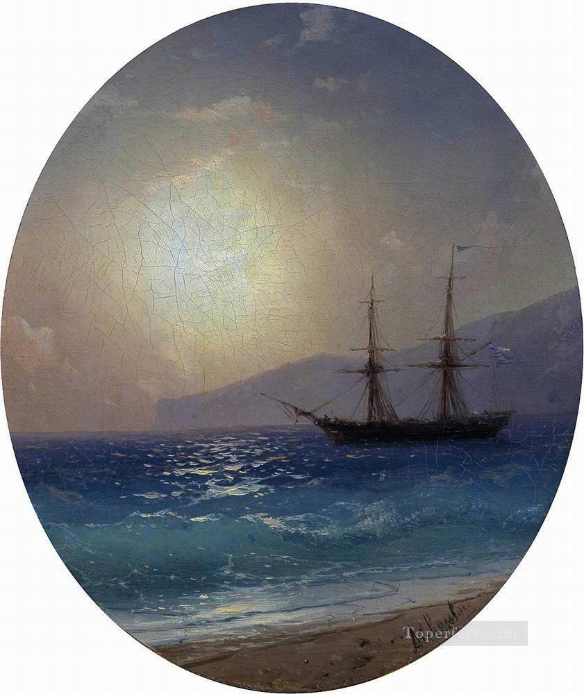 velero bajo la puesta de sol Romántico Ivan Aivazovsky Ruso Pintura al óleo